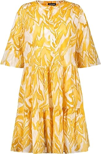 TAIFUN Damen 380329-11106 Kleid, Golden Cumin Gemustert, 36 von Taifun