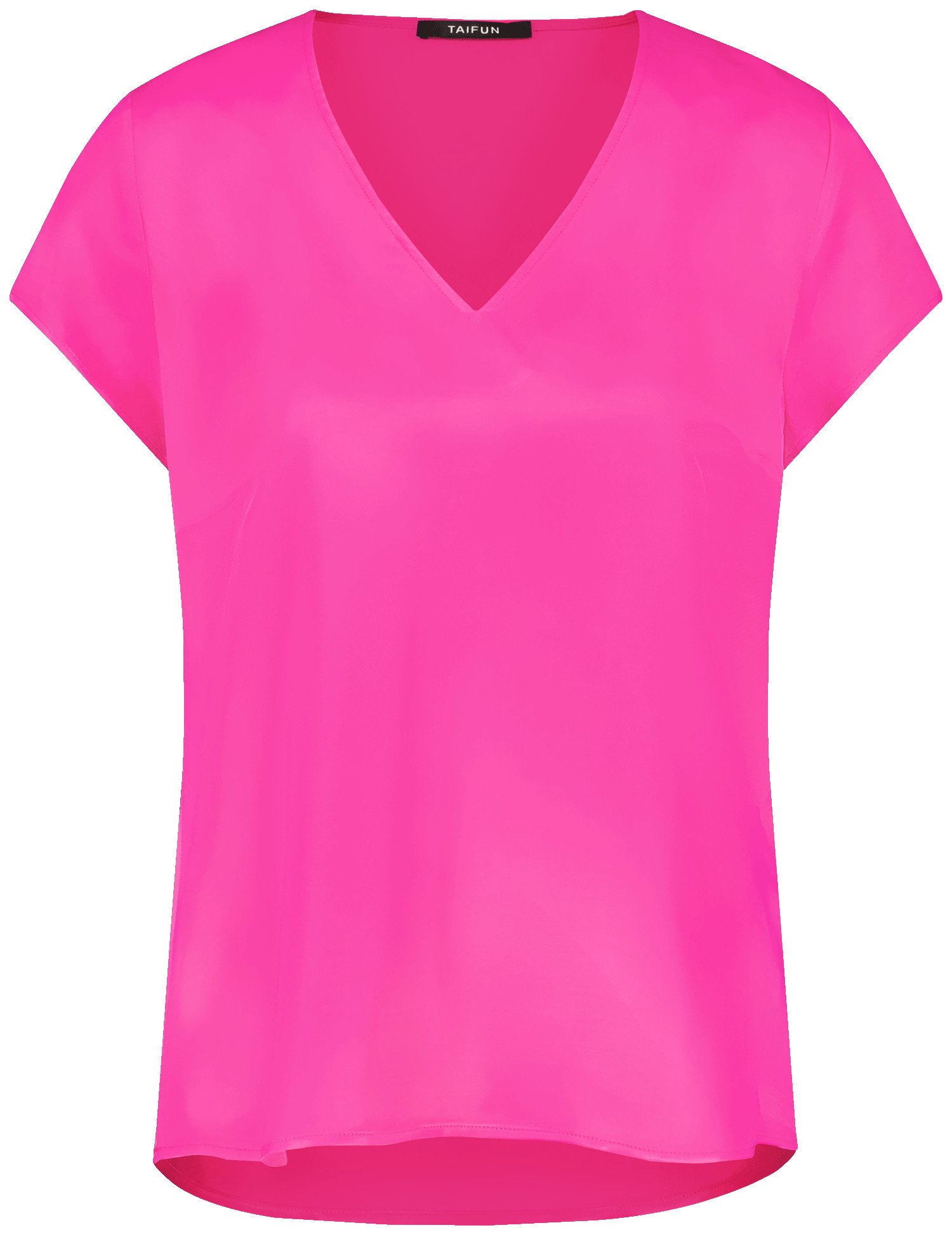 TAIFUN Damen Blusenshirt mit V-Ausschnitt 60cm Kurzarm Viskose Pink, 34 von Taifun