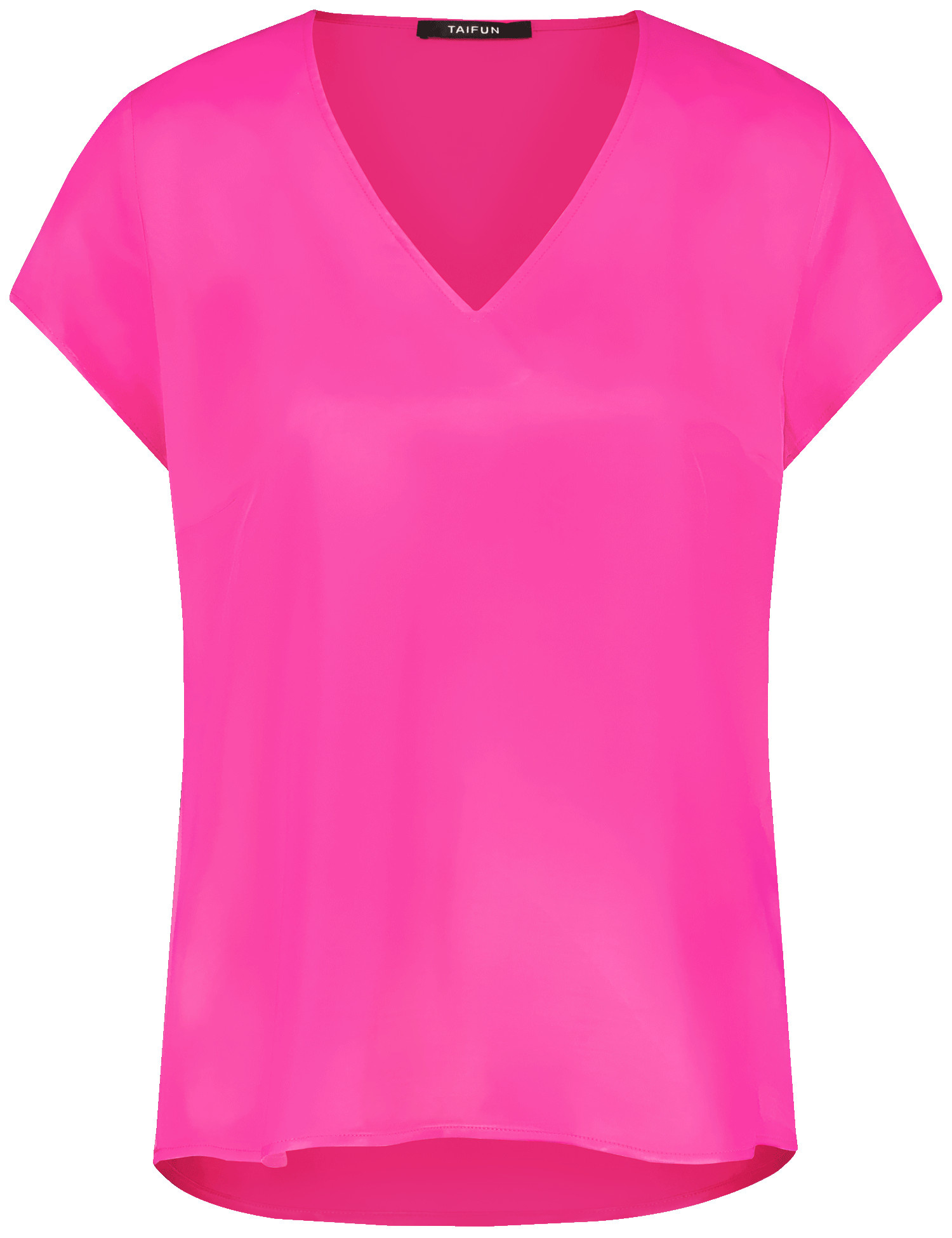 TAIFUN Damen Blusenshirt mit V-Ausschnitt 60cm Kurzarm Viskose Pink, 42 von Taifun