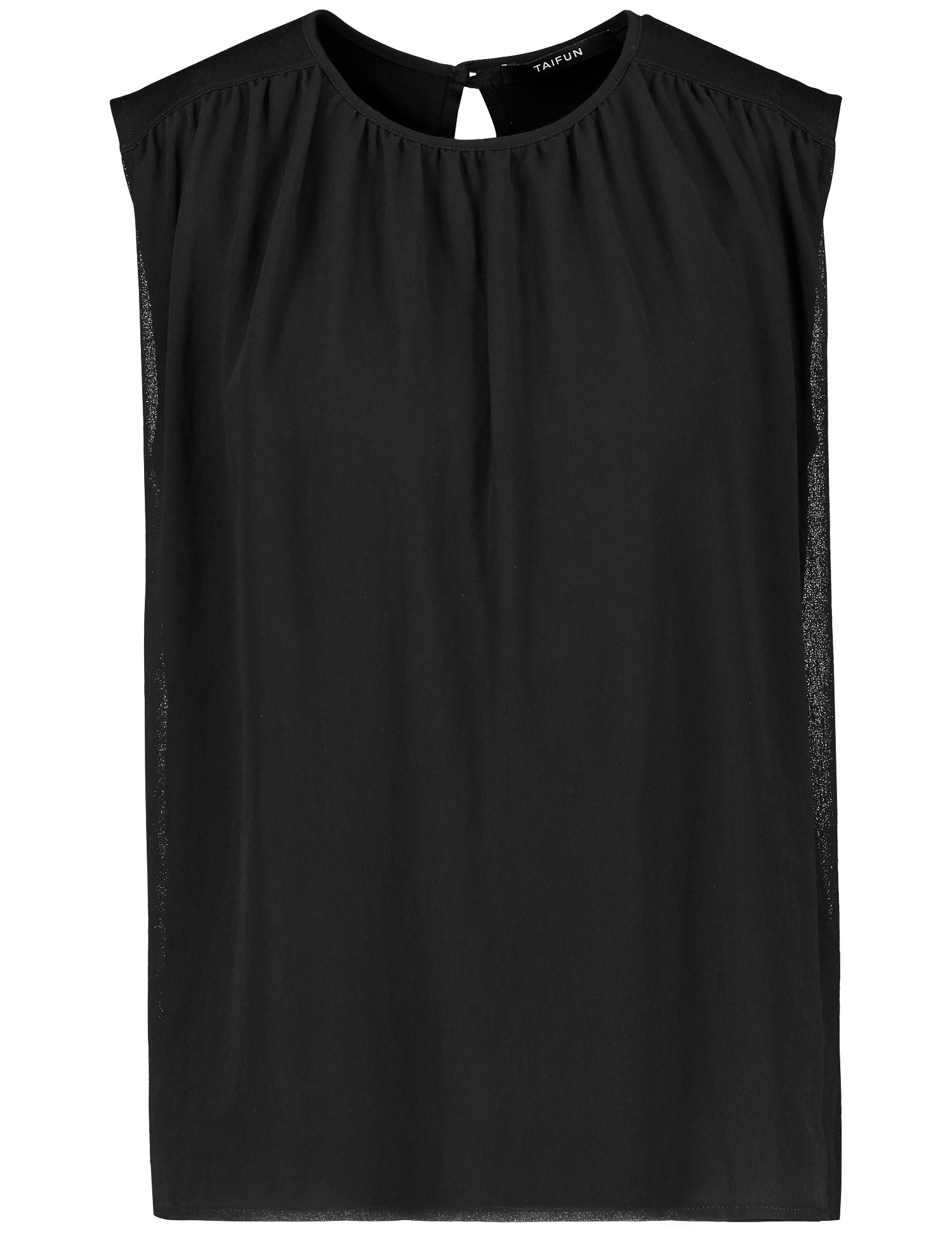 TAIFUN Damen Blusentop mit Chiffon-Layer 62cm Ärmellos Rundhals Viskose Schwarz, 38 von Taifun