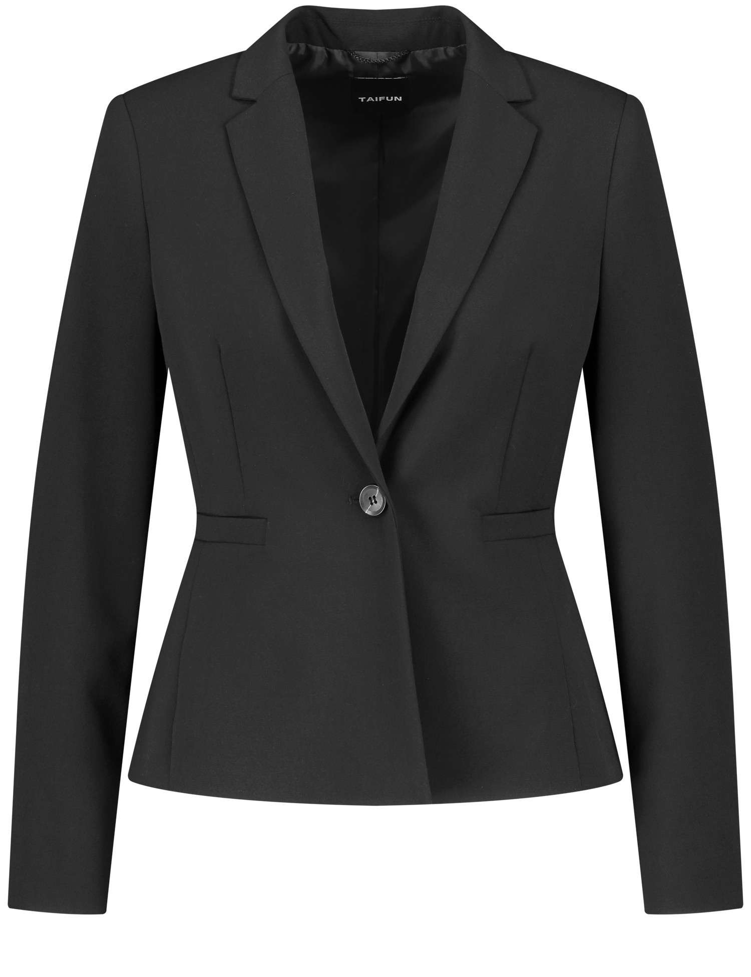 TAIFUN Damen Klassischer Blazer aus knitterarmer Qualität 60cm Langarm Revers Schwarz, 36 von Taifun