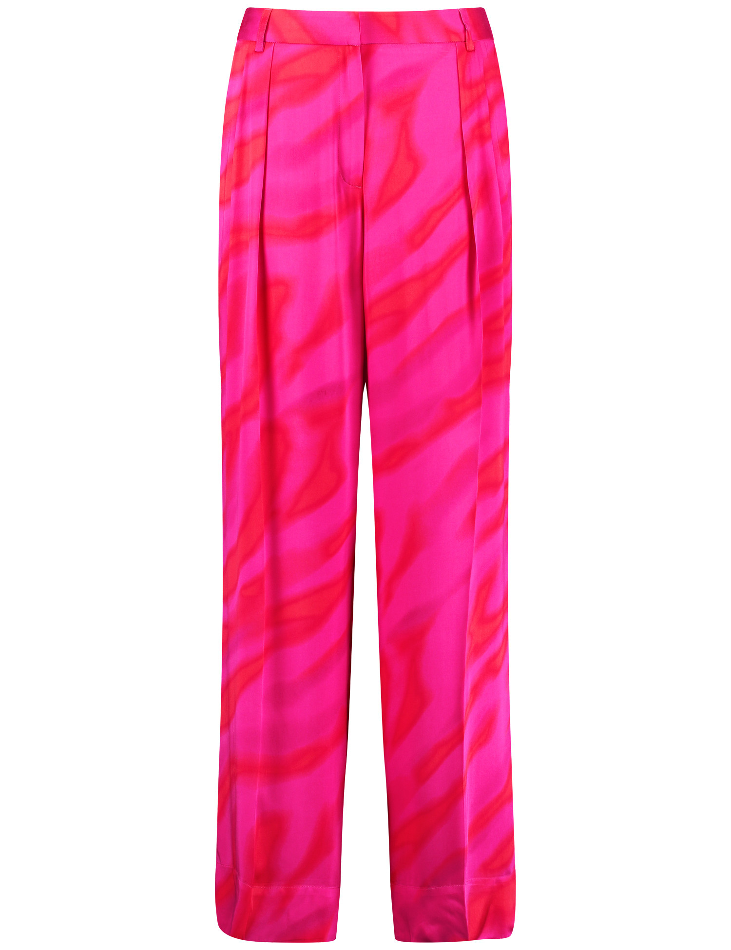 TAIFUN Damen Palazzohose aus edlem Satin Viskose Pink Animal-Print, 38 von Taifun