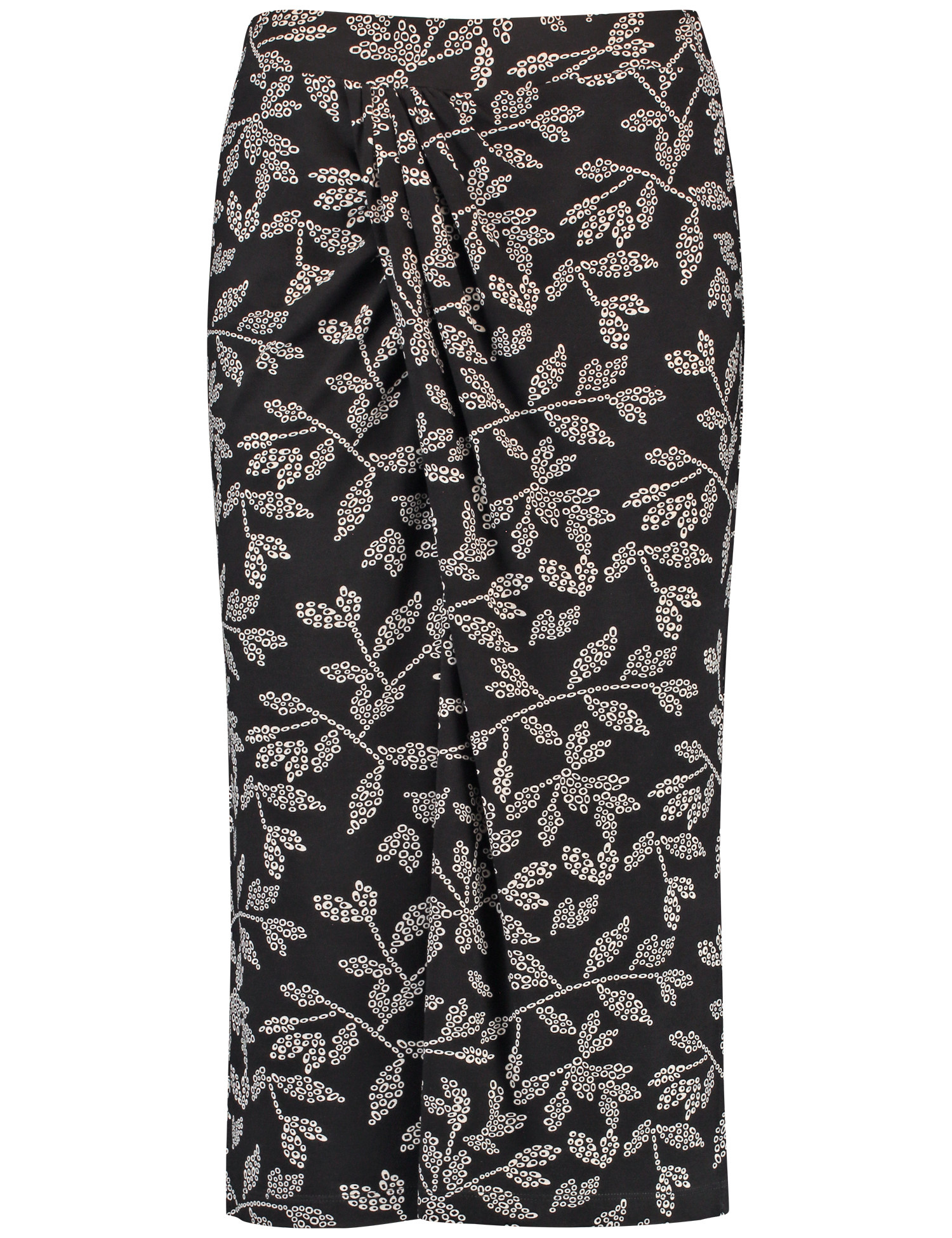 TAIFUN Damen Print-Rock mit Wickel-Detail 70cm Viskose Schwarz floral, 44 von Taifun