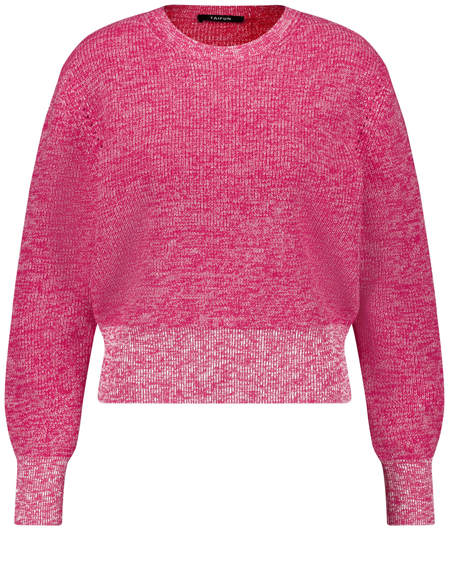 TAIFUN Damen Pullover aus Baumwoll-Rippstrick Langarm Rundhals Baumwolle Pink, 40 von Taifun