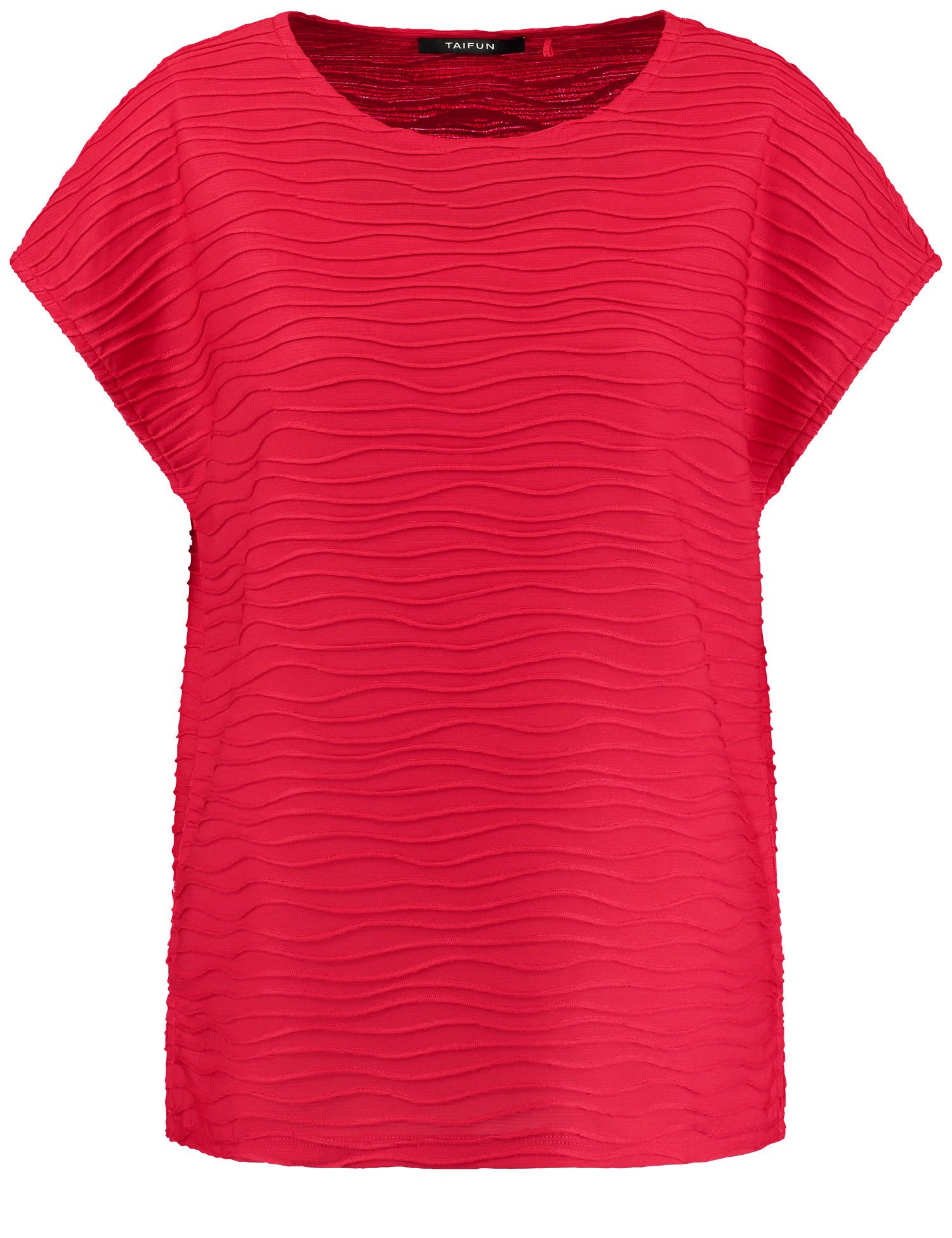 TAIFUN Damen Shirt aus Struktur-Jersey 62cm Kurzarm Rundhals Rot, 34 von Taifun