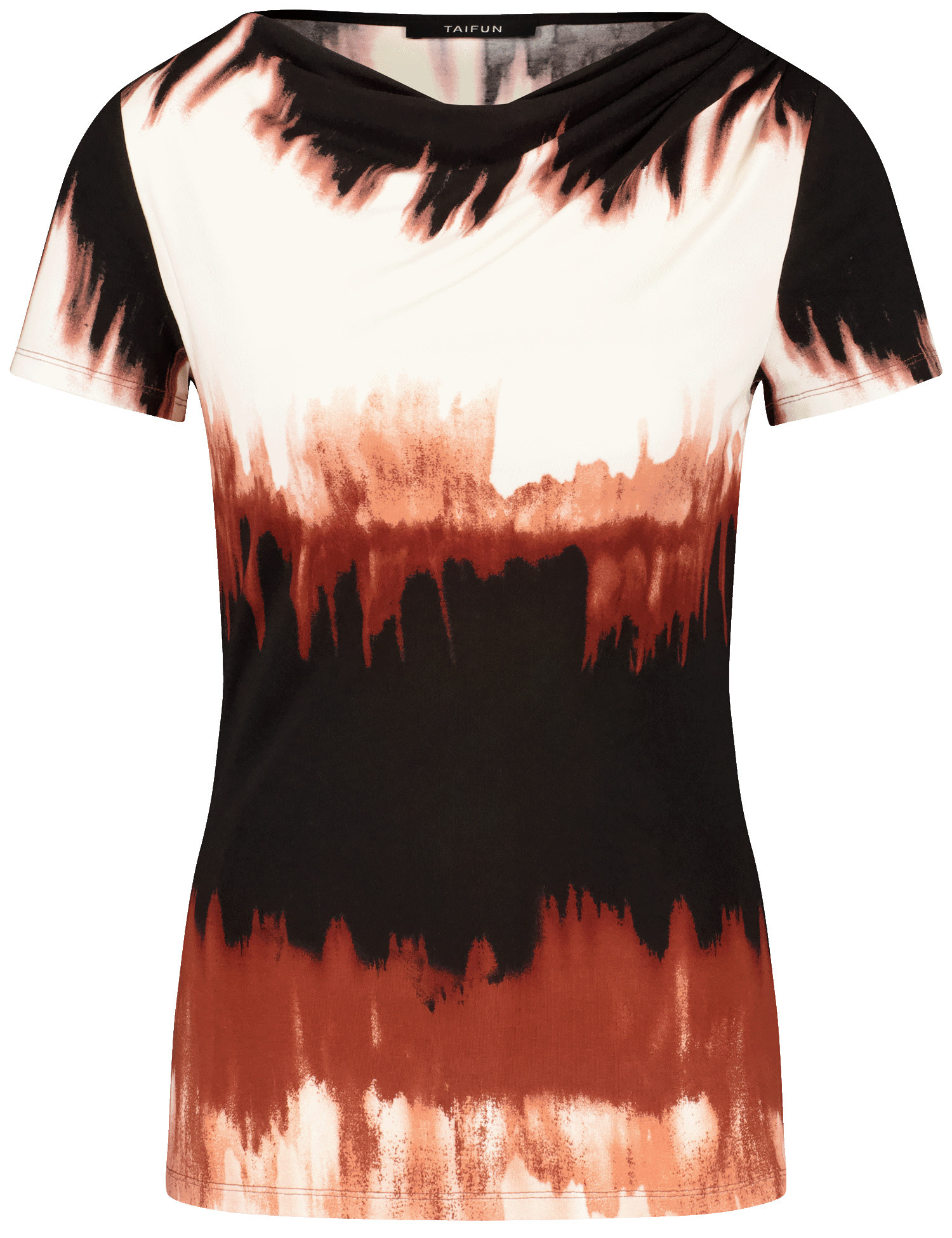 TAIFUN Damen Shirt mit abstraktem Print 62cm Kurzarm Rundhals Viskose Braun gemustert, 36 von Taifun