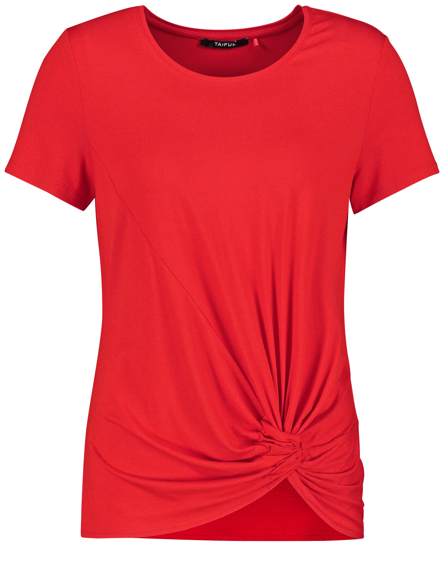 TAIFUN Damen T-Shirt mit Raff-Detail 60cm Kurzarm Rundhals Viskose Rot, 46 von Taifun