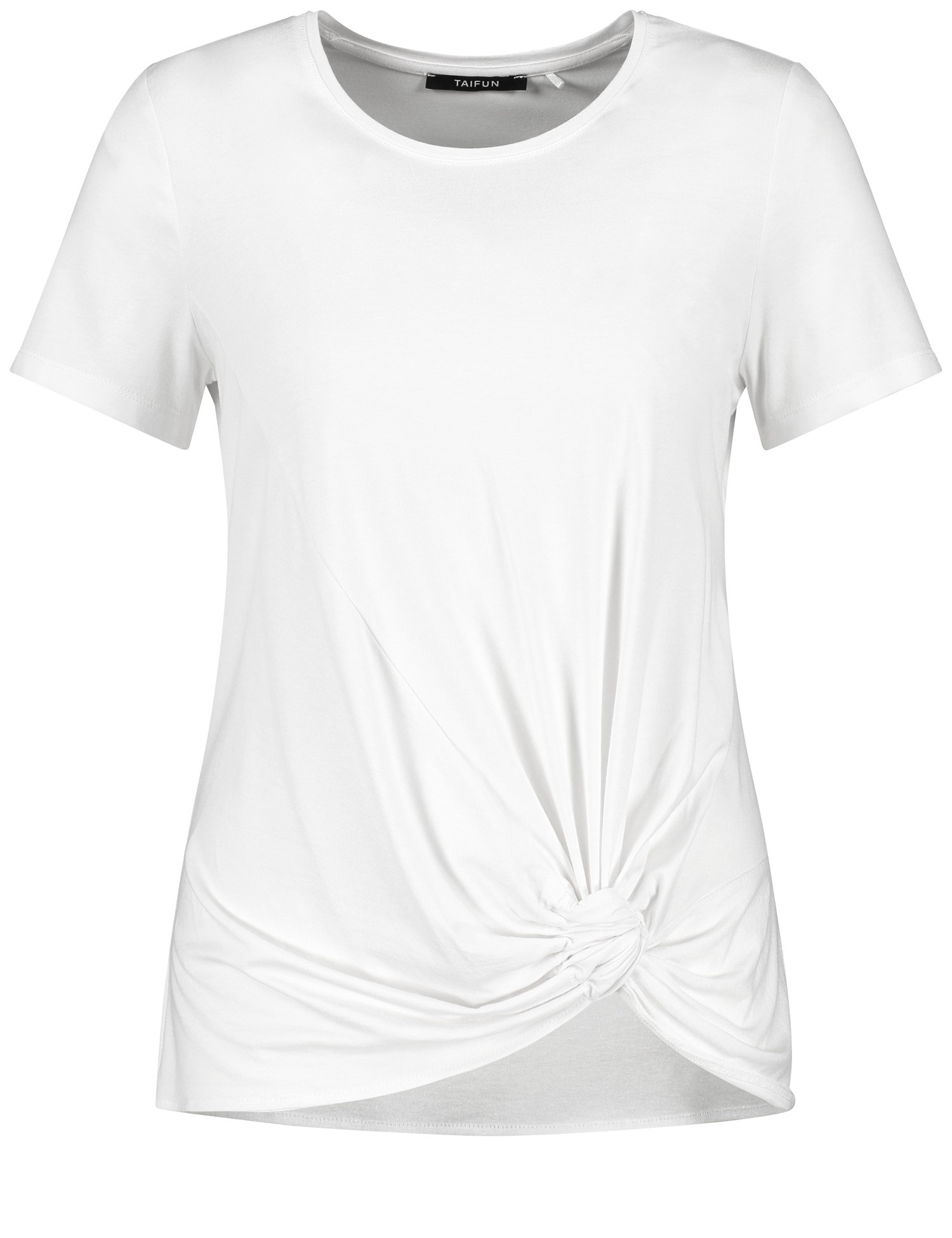 TAIFUN Damen T-Shirt mit Raff-Detail 60cm Kurzarm Rundhals Viskose Weiss, 46 von Taifun