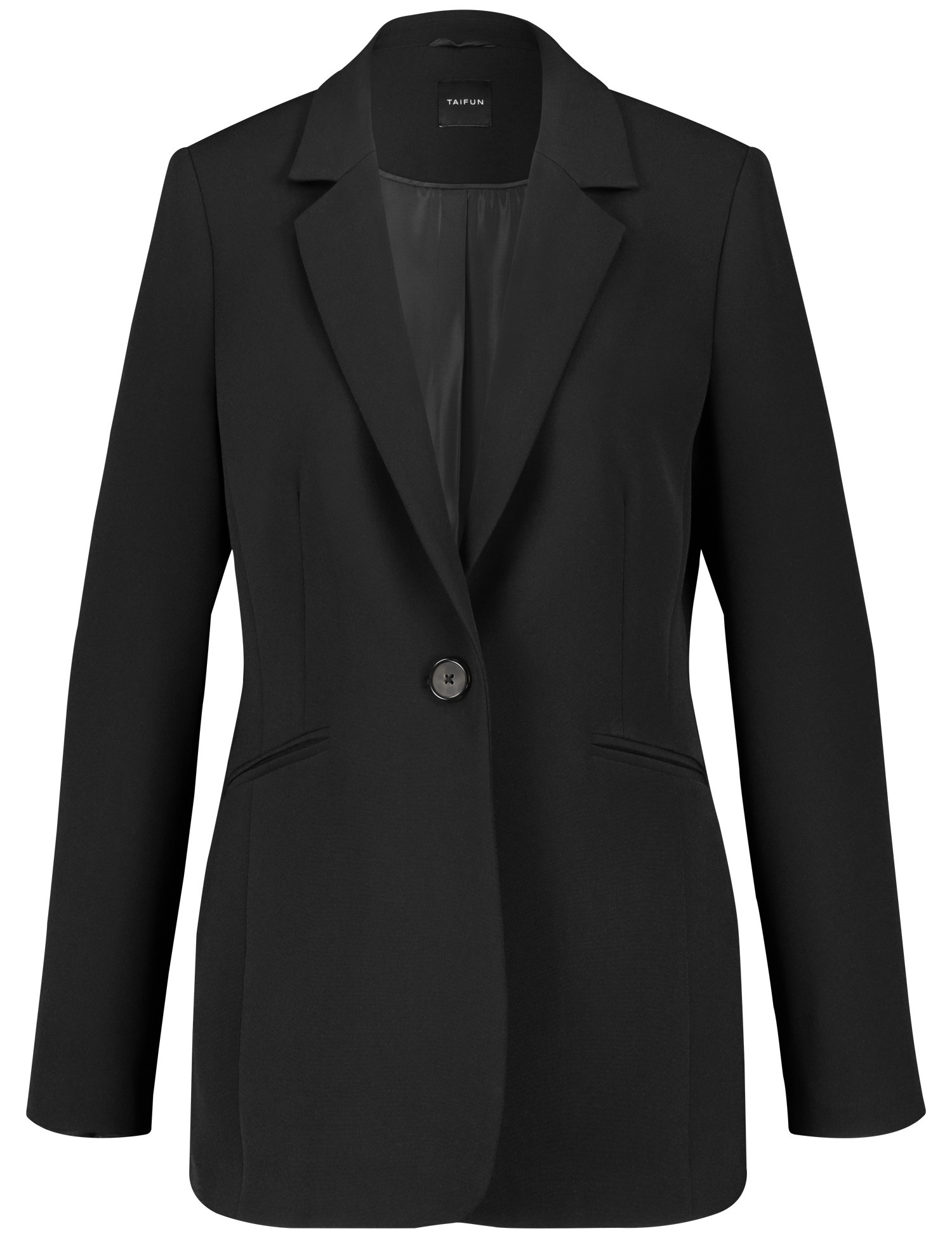 TAIFUN Damen Taillierter Blazer aus feiner Stretch-Qualität 70cm Langarm Revers Schwarz, 38 von Taifun