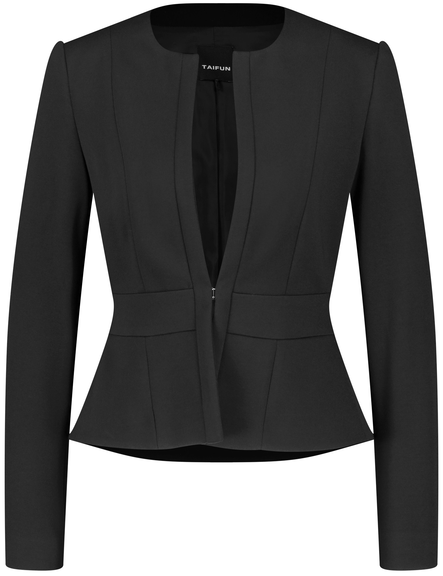 TAIFUN Damen Taillierter Kurzblazer 54cm Langarm Rundhals Viskose Schwarz, 36 von Taifun