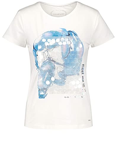 TAIFUN Womens 1/2 Arm T-Shirt, Offwhite Gemustert, 38 von Taifun