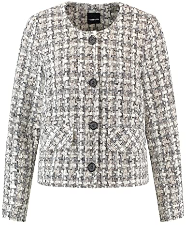 TAIFUN Damen 230027-11601 Jacke Jeans + Gewebe, Offwhite Gemustert, 38 von Taifun