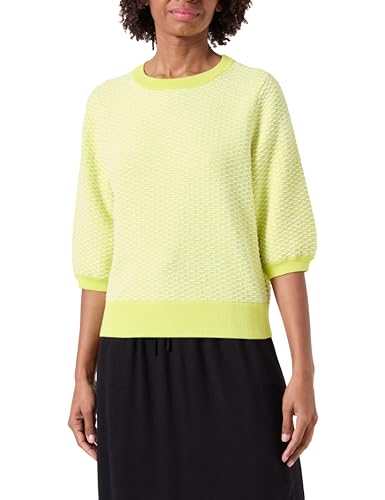 Taifun Damen 3/4 Arm Pullover aus Struktur-Strick 3/4 Arm, Ärmelbündchen Gemustert Fresh Lemon Gemustert 38 von Taifun