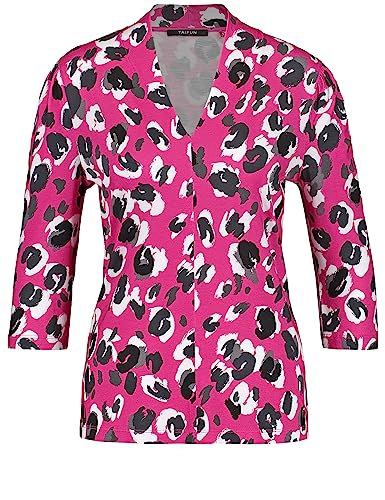 Taifun Damen 3/4 Arm Shirt mit Allover-Print 3/4 Arm Animal-Print Luminous Pink Gemustert 38 von Taifun