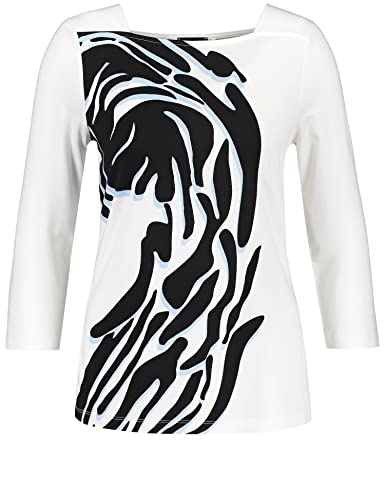 Taifun Damen 3/4 Arm Shirt mit Print 3/4 Arm T-Shirt 3/4 Arm Rundhals 3/4 Arm Shirt Gemustert Offwhite Gemustert 34 von Taifun