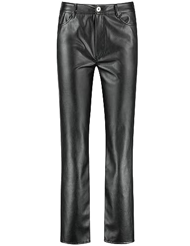 Taifun Damen 3/4 Hose mit Lederoptik Straight unifarben 7/8 Länge Schwarz 44 von Taifun