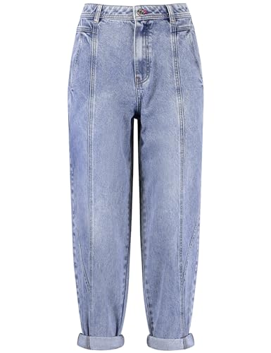 Taifun Damen 3/4 Jeans Balloon Fit unifarben, Washed-Out-Effekt 3/4 Länge Light Blue Denim 40 von Taifun