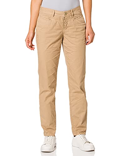 Taifun Damen 7/8 Chino mit Knopfleiste Hose Freizeit verkürzt unifarben 7/8 Länge Warm Sand 34 von Taifun