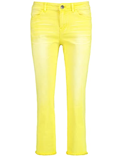 Taifun Damen 7/8 Flared-Jeans Cropped TS unifarben, Used-Effekte 7/8 Länge Lemon Sorbet 36 von Taifun