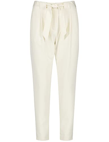 Taifun Damen 7/8 Hose mit Bindegürtel Slim unifarben 7/8 Länge Light Creme 42 von Taifun