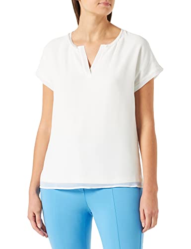 Taifun Damen Legeres Shirt mit offenem Rundhalsausschnitt Kurzarm unifarben Offwhite 42 von Taifun