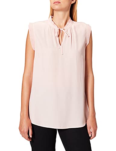 Taifun Damen Ärmellose Bluse mit Plissée-Details ärmellos unifarben Flushed Rose 34 von Taifun