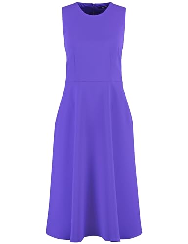 Taifun Damen Ärmelloses Kleid mit Bindebändern in der Taille ärmellos unifarben knieumspielend Purple Ink 44 von Taifun