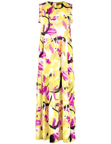 Taifun Damen Ärmelloses Maxikleid mit Flower-Print ärmellos floral lang, wadenlang Fresh Lemon Gemustert 38 von Taifun
