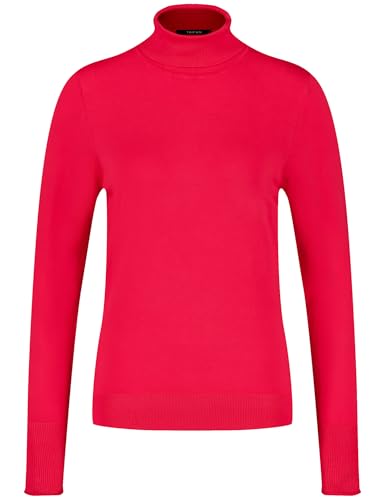 Taifun Damen Basic Pullover mit Rollkragen Langarm unifarben, Melange Cherry Red 42 von Taifun