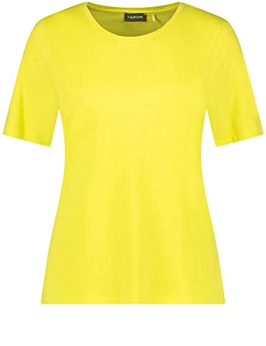 Taifun Damen Basic T-Shirt mit rundem Ausschnitt Kurzarm unifarben Vibrant Lime 46 von Taifun