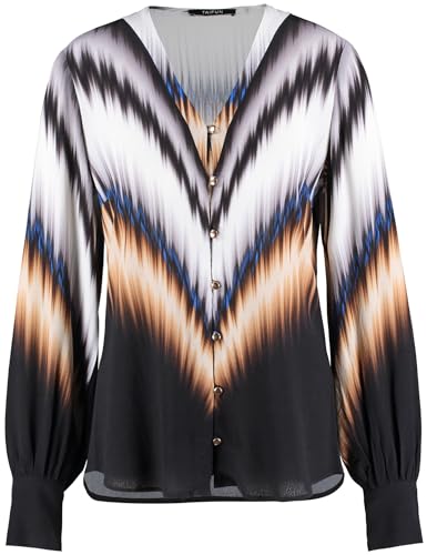 Taifun Damen Bluse mit ausgefallenem Print Langarm, Manschetten Gemustert Offwhite Gemustert 42 von Taifun