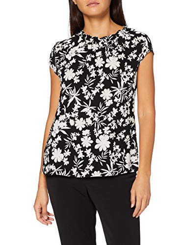 Taifun Damen Blusenshirt mit Floral-Print Kurzarm floral Black Gemustert 38 von Taifun