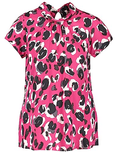 Taifun Damen Blusenshirt mit Leo-Dessin Kurzarm Animal-Print Luminous Pink Gemustert 36 von Taifun