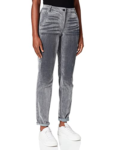 Taifun Damen Boyfriend-Jeans mit Samt-Beflockung Hose Jeans lang Hose unifarben, Used-Effekt leicht verkürztes Bein Silver Quartz 36 Taifun Damen Boyfriend-Jeans mit Samt-Beflockung Hose Jeans lang Hose unifarben, Used-Effekt leicht verkürztes Bein Silver Quartz 36 von Taifun