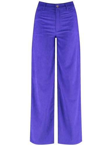 Taifun Damen Cordhose mit weitem Bein Wide Leg unifarben reguläre Länge Bright Violet 36 von Taifun