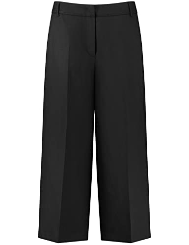 Taifun Damen Culotte aus Lyocell-Leinen-Mix Hose Freizeit verkürzt Hose unifarben 3/4 Länge Schwarz 36 von Taifun