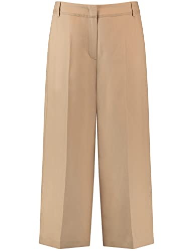 Taifun Damen Culotte aus Lyocell-Leinen-Mix Hose Freizeit verkürzt Hose unifarben 3/4 Länge Sand 36 von Taifun