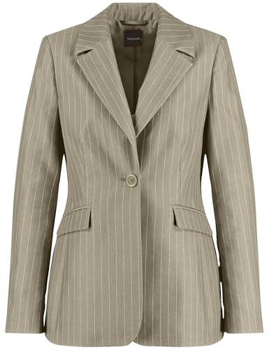 Taifun Damen Eleganter Blazer mit Nadelstreifen Langarm, geknöpfte Armschlitze gestreift New Sage Gemustert 44 Taifun Damen Eleganter Blazer mit Nadelstreifen Langarm, geknöpfte Armschlitze gestreift New Sage Gemustert 44 von Taifun