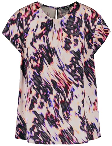 Taifun Damen Feines Blusenshirt mit Allover-Print Kurzarm Gemustert Light Creme Gemustert 38 von Taifun