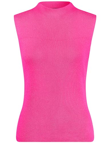 Taifun Damen Feines Stricktop mit Stehkragen ärmellos unifarben Magenta 42 von Taifun