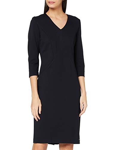 Taifun Damen Figurbetontes Kleid mit 3/4 Arm 3/4 Arm, Armschlitze Kleid Gewirke Kleid unifarben knieumspielend Marine 38 von Taifun