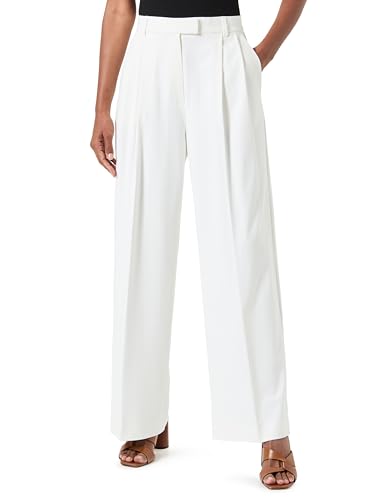 Taifun Damen Fließende Hose Wide Leg unifarben reguläre Länge Offwhite 40 von Taifun