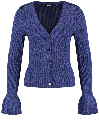 Taifun Damen Glitzer-Strickjacke Langarm Gemustert, unifarben Heather Blue Gemustert 42 von Taifun