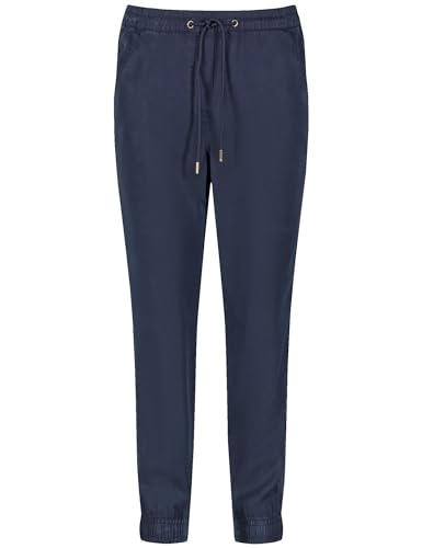 Taifun Damen Jogpants mit Tunnelzug unifarben 7/8 Länge Dark Lake Blue 44 von Taifun