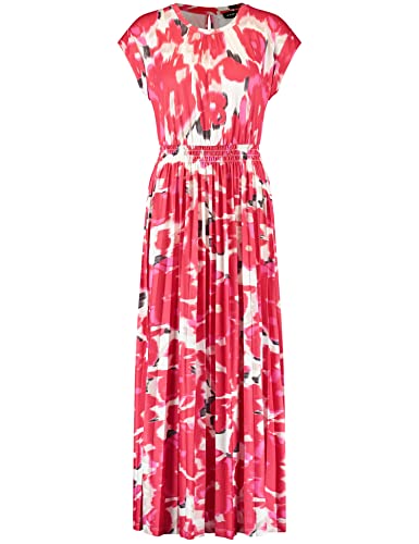 Taifun Damen Kleid mit Blumen-Print überschnittene Schultern, Kurzarm, mit Ärmelaufschlag floral wadenlang, lang Rose Kiss Gemustert 34 von Taifun