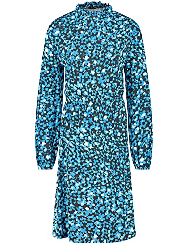 Taifun Damen Kleid mit Flowerprint Langarm Kleid Gewirke Kleid Gemustert, floral knieumspielend Electric Blue Gemustert 46 von Taifun