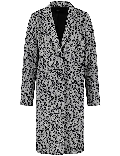 Taifun Damen Kurzmantel mit Leo-Muster Langarm Mantel Nicht Wolle Kurzmantel Animal-Print, Fog Gemustert, 36 von Taifun