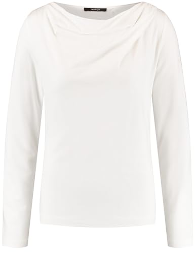 Taifun Damen Langarmshirt mit schmeichelndem Ausschnitt Langarm unifarben Offwhite 42 von Taifun