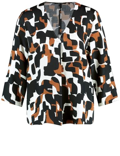 Taifun Damen Legere 3/4 Arm Bluse mit V-Ausschnitt 3/4 Arm Gemustert Light Creme Gemustert 42 von Taifun