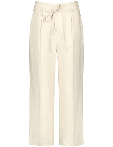 Taifun Damen Leinenhose in 3/4 Länge Wide Leg High Hose Freizeit verkürzt Weite Hose unifarben 3/4 Länge Oatmeal 34 von Taifun